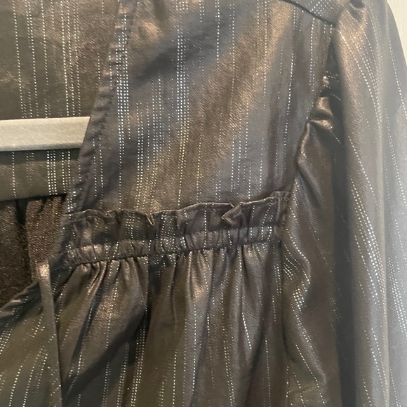 Anthropologie Current Air BLACK Metallic Blouse Size S - Picture 6 of 9